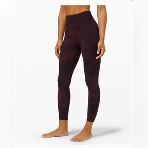 Lululemon Align High Rise Diamond Dye Cassis Black with pockets 25”
